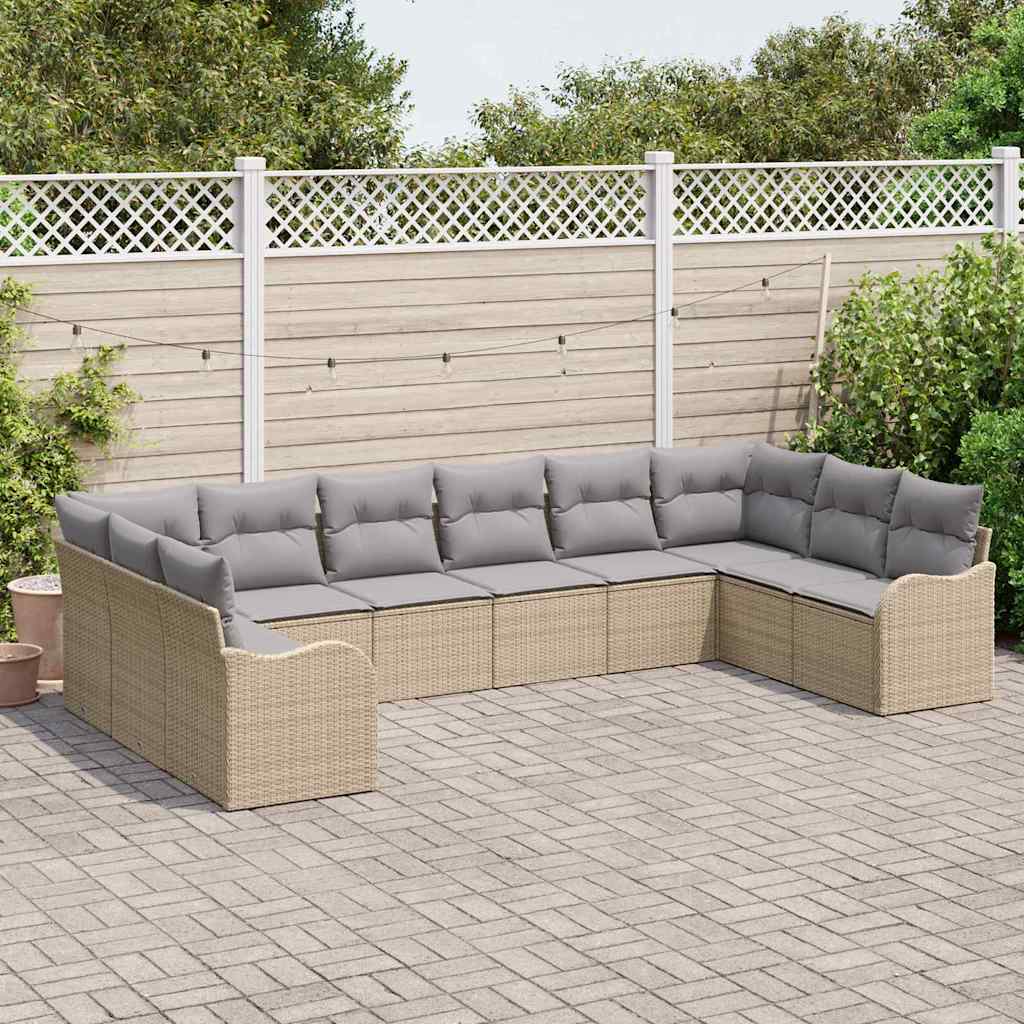 Sjedeća garnitura za vrt Bež 344 x 177,5 x 85 cm poliratan