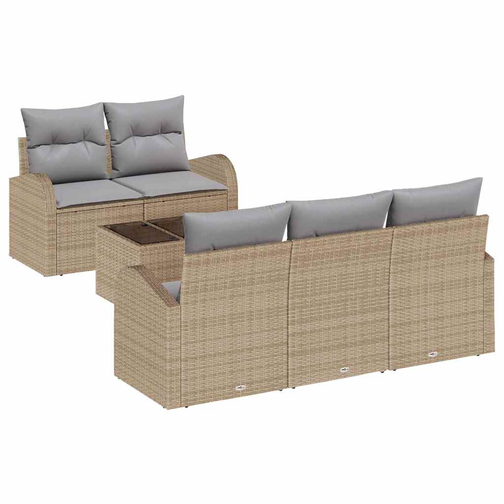 Sjedeća garnitura za vrt 6 kom. Bež poliratan 55.0 x 55.0 x 37.0 cm