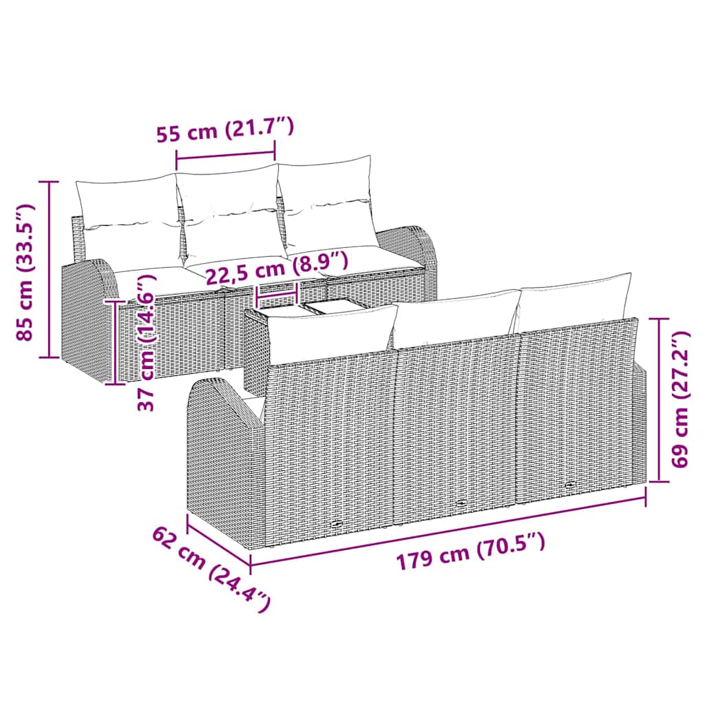 Sjedeća garnitura za vrt Crna 55 x 55 x 37 cm poliratan