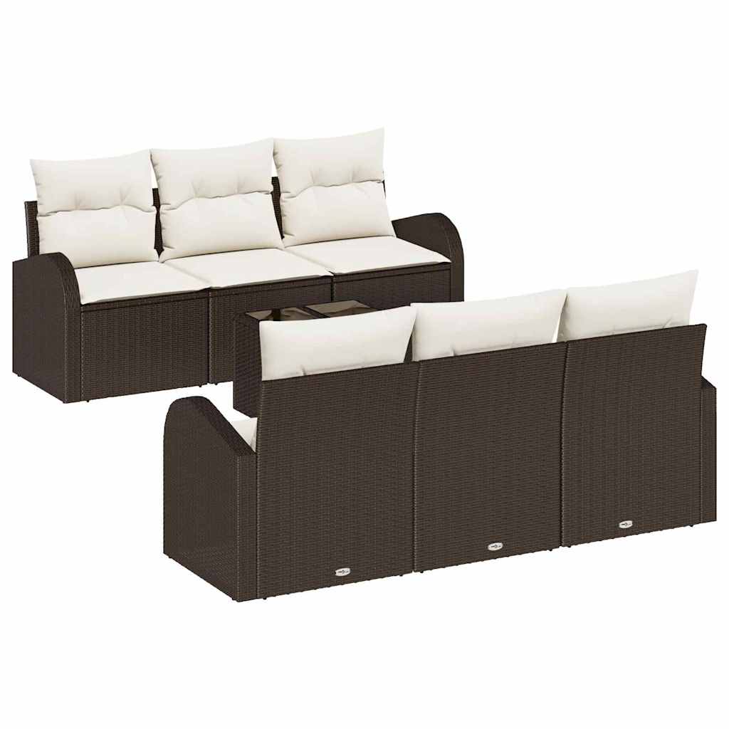 Sjedeća garnitura za vrt 7 kom. Smeđa poliratan 55.0 x 55.0 x 37.0 cm