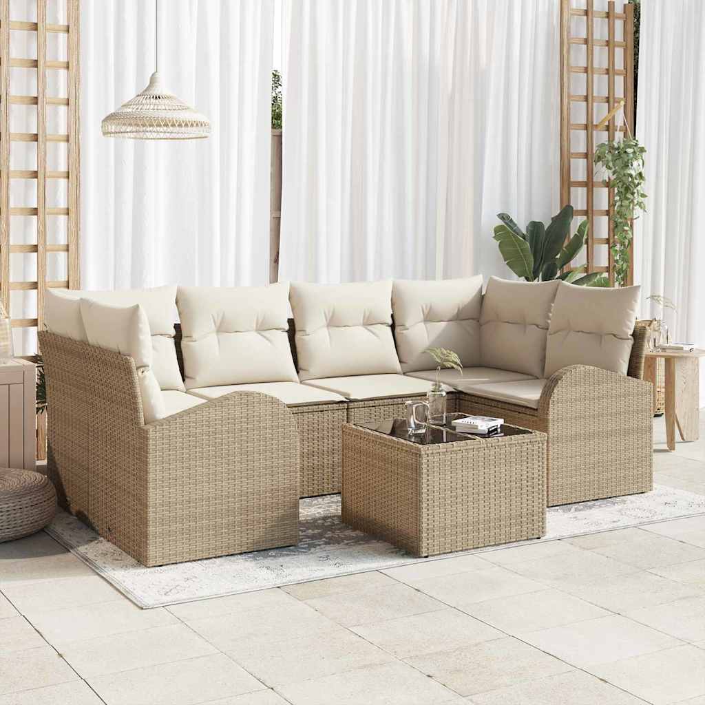 Sjedeća garnitura za vrt 7 kom. Bež poliratan 234 x 124 x 85 cm