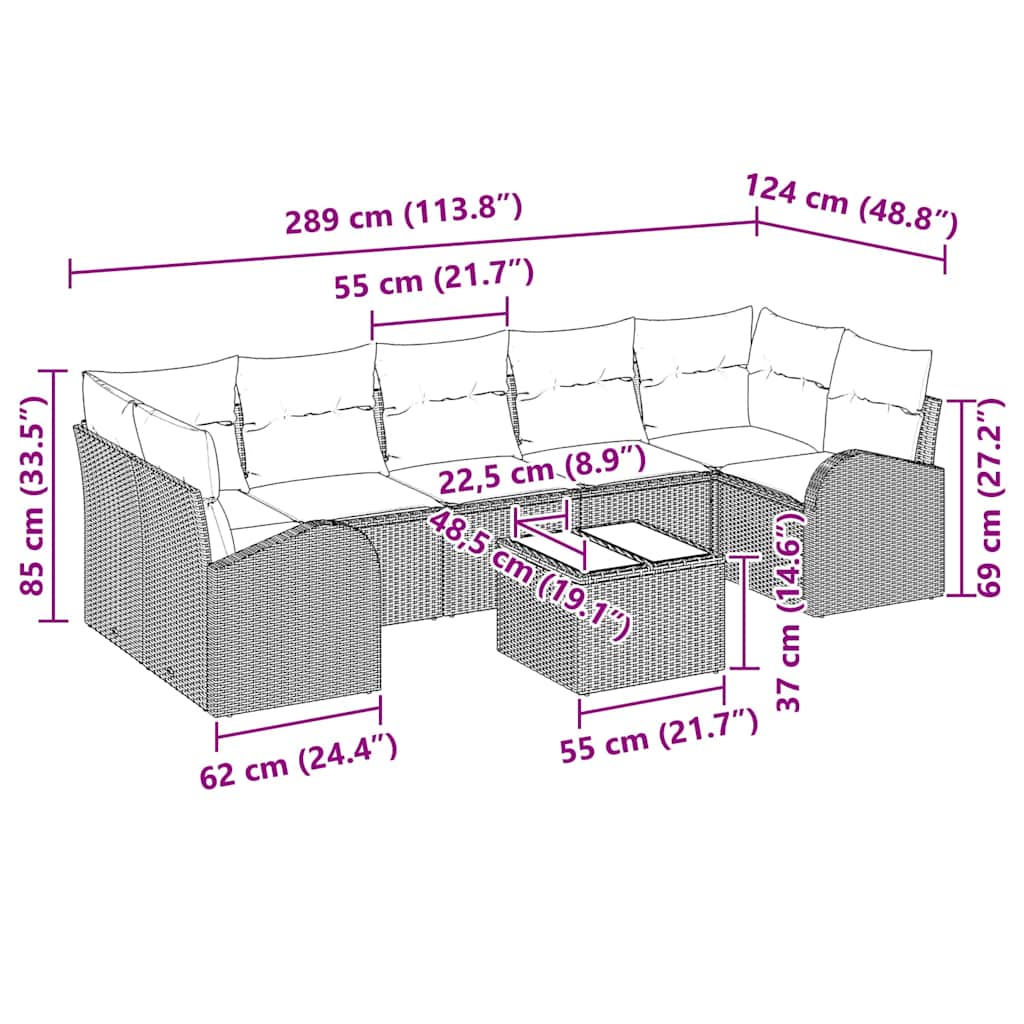 Sjedeća garnitura za vrt Svjetlosiva 55 x 55 x 37 cm poliratan
