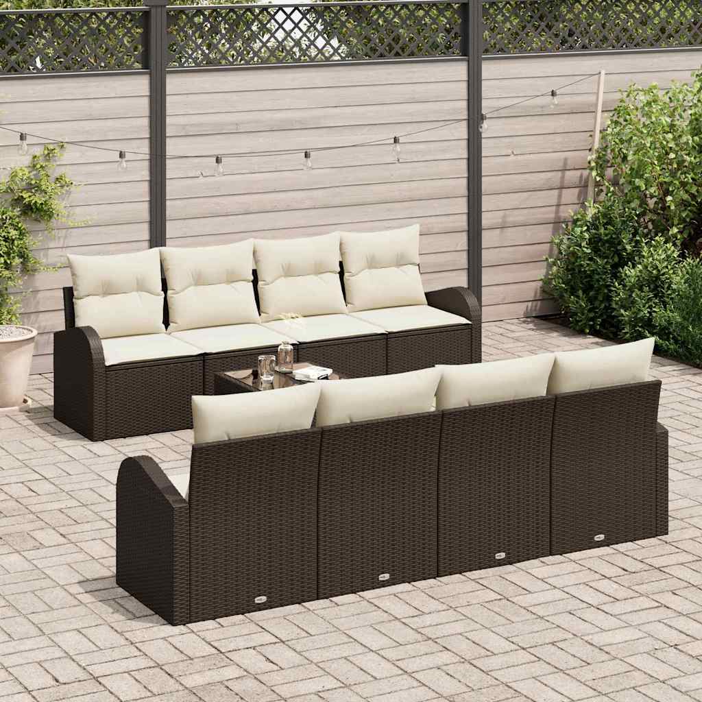 Sjedeća garnitura za vrt 9 kom. Smeđa poliratan 55.0 x 55.0 x 37.0 cm