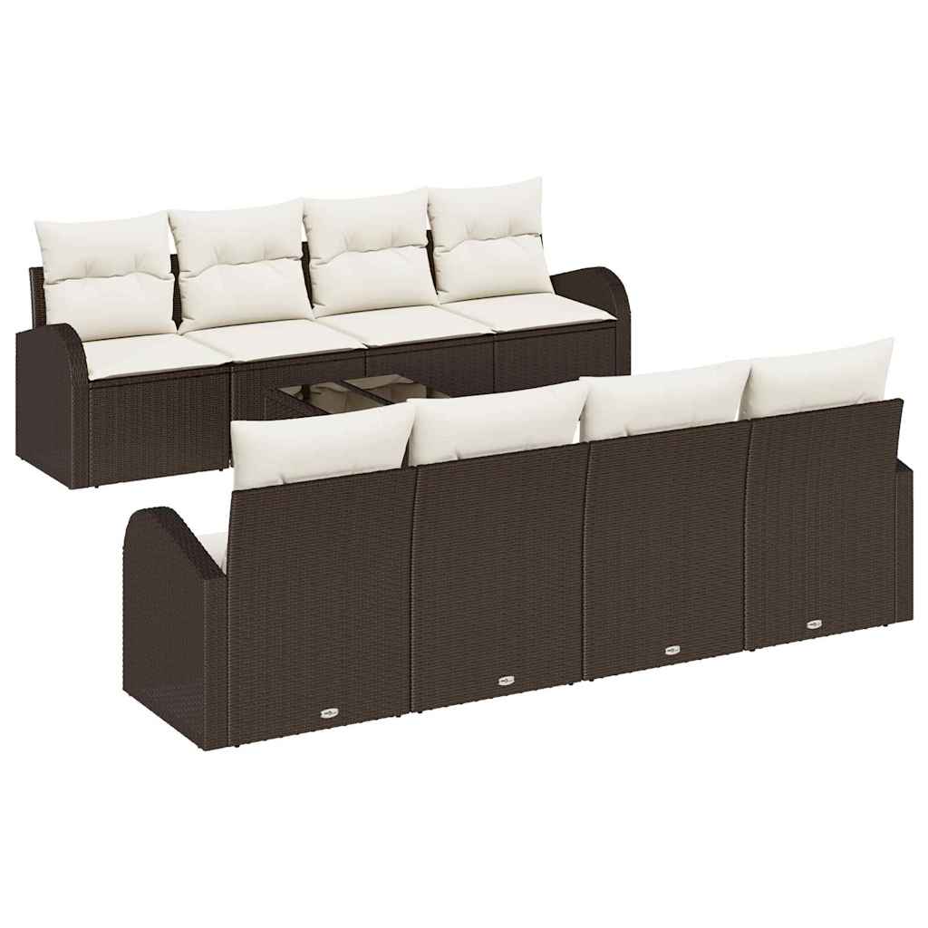 Sjedeća garnitura za vrt 9 kom. Smeđa poliratan 55.0 x 55.0 x 37.0 cm