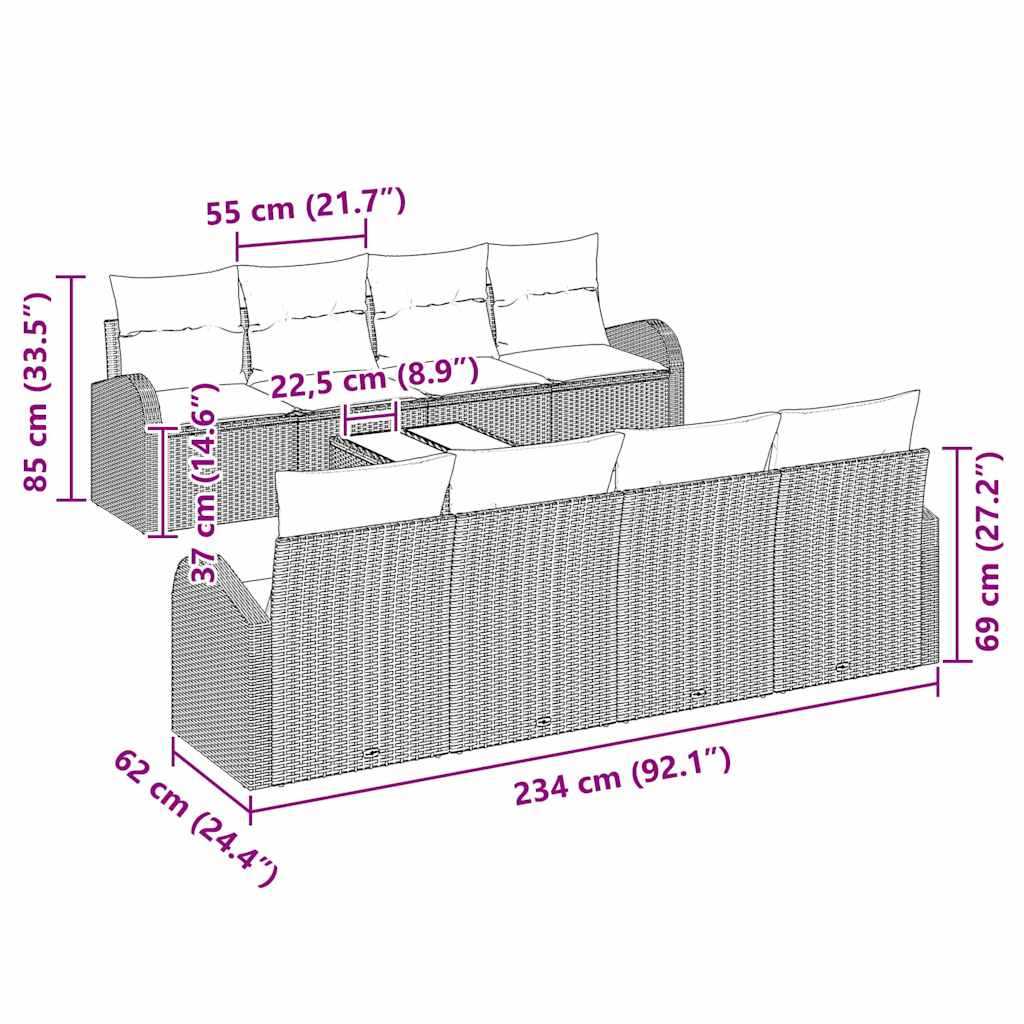 Sjedeća garnitura za vrt Bež 55 x 55 x 37 cm poliratan