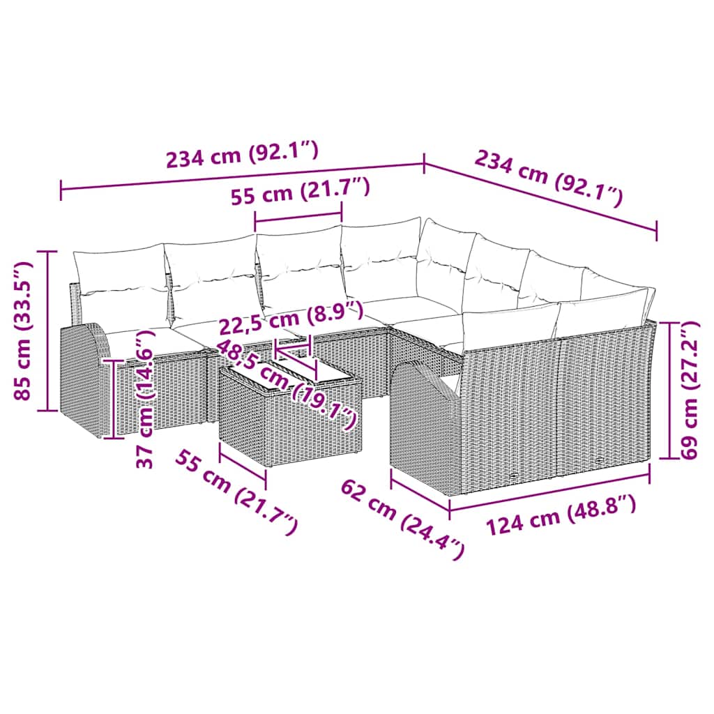 Sjedeća garnitura za vrt 55 x 55 x 37 cm poliratan