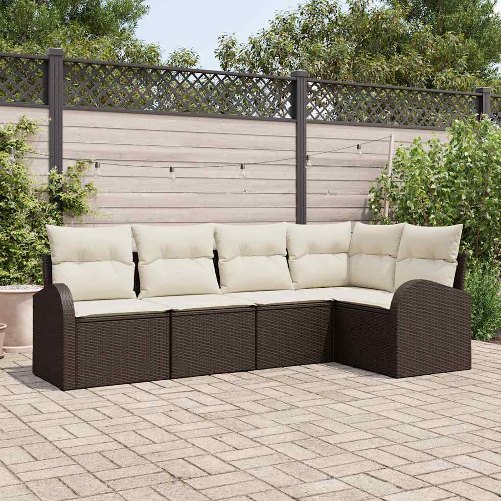 Set sofe s jastukom 5 pcs Smeđa Poliester