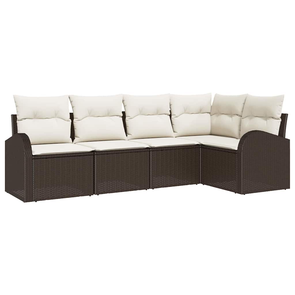 Set sofe s jastukom 5 pcs Smeđa Poliester