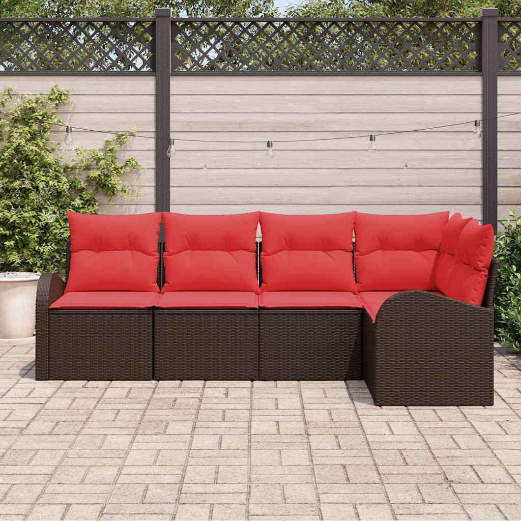 Sjedeća garnitura za vrt 5 kom. Smeđa poliratan 234 x 124 x 85 cm