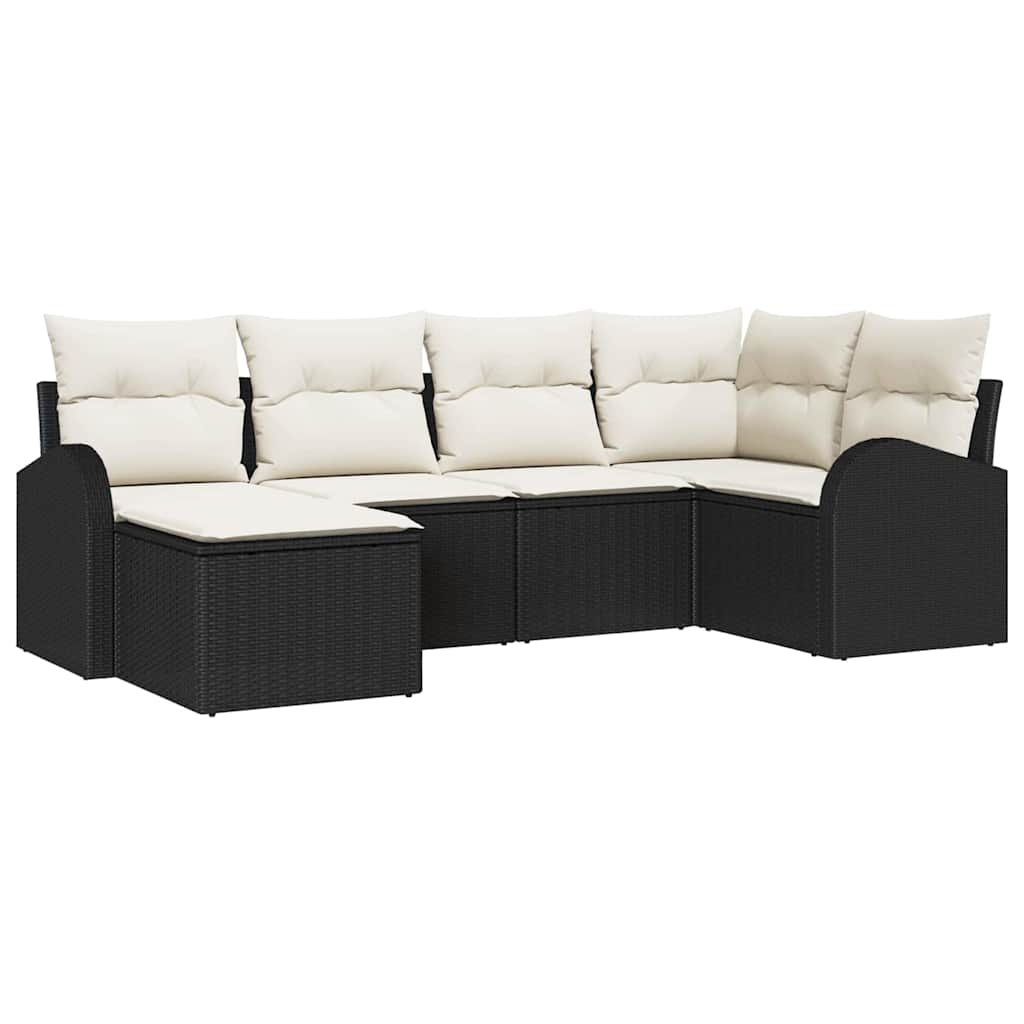 Sjedeća garnitura za vrt 6 kom. Crna poliratan 234 x 124 x 85 cm