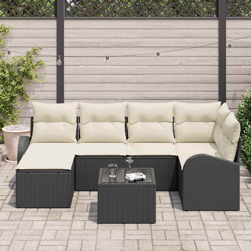 Sjedeća garnitura za vrt 7 pcs Crna poliratan