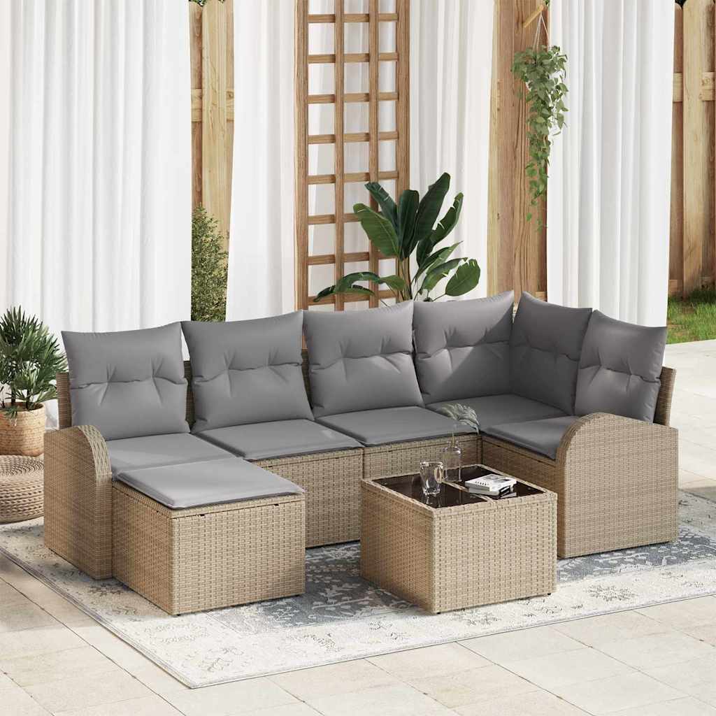 Sjedeća garnitura za vrt 7 kom. Bež poliratan 234.0 x 124.0 x 85 cm