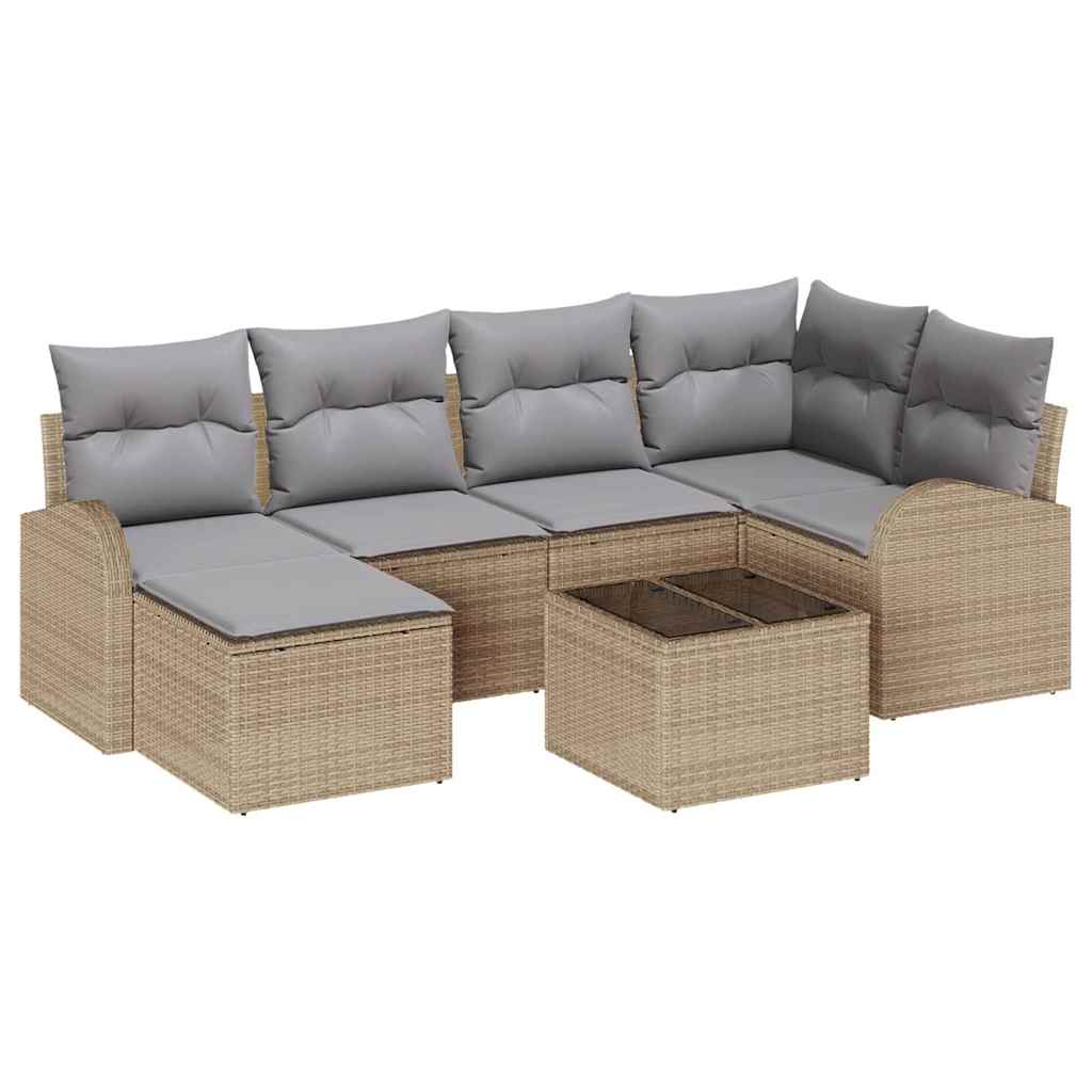 Sjedeća garnitura za vrt 7 kom. Bež poliratan 234.0 x 124.0 x 85 cm