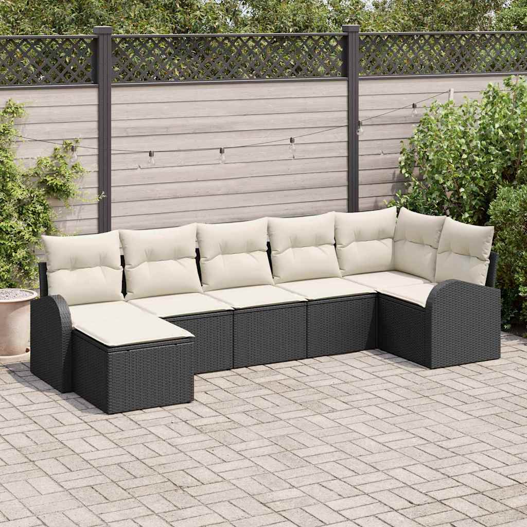 Sjedeća garnitura za vrt s jastukom 7 pcs Crna Poli ratan