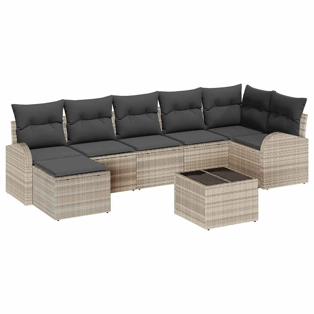 Sjedeća garnitura za vrt 8 pcs Svjetlosiva Poli ratan