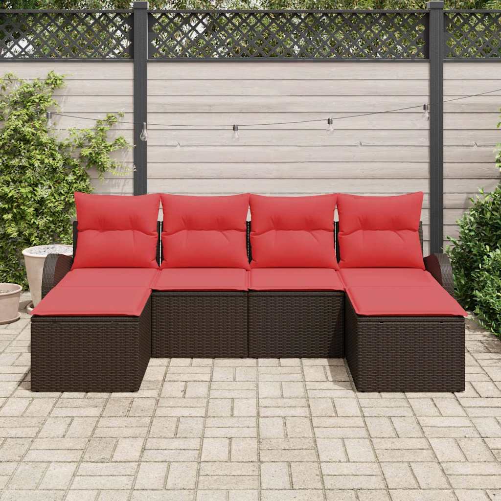 Sjedeća garnitura za vrt 6 kom. Smeđa [Sintetički]: Poli Ratan 234 x 117 x 85 cm