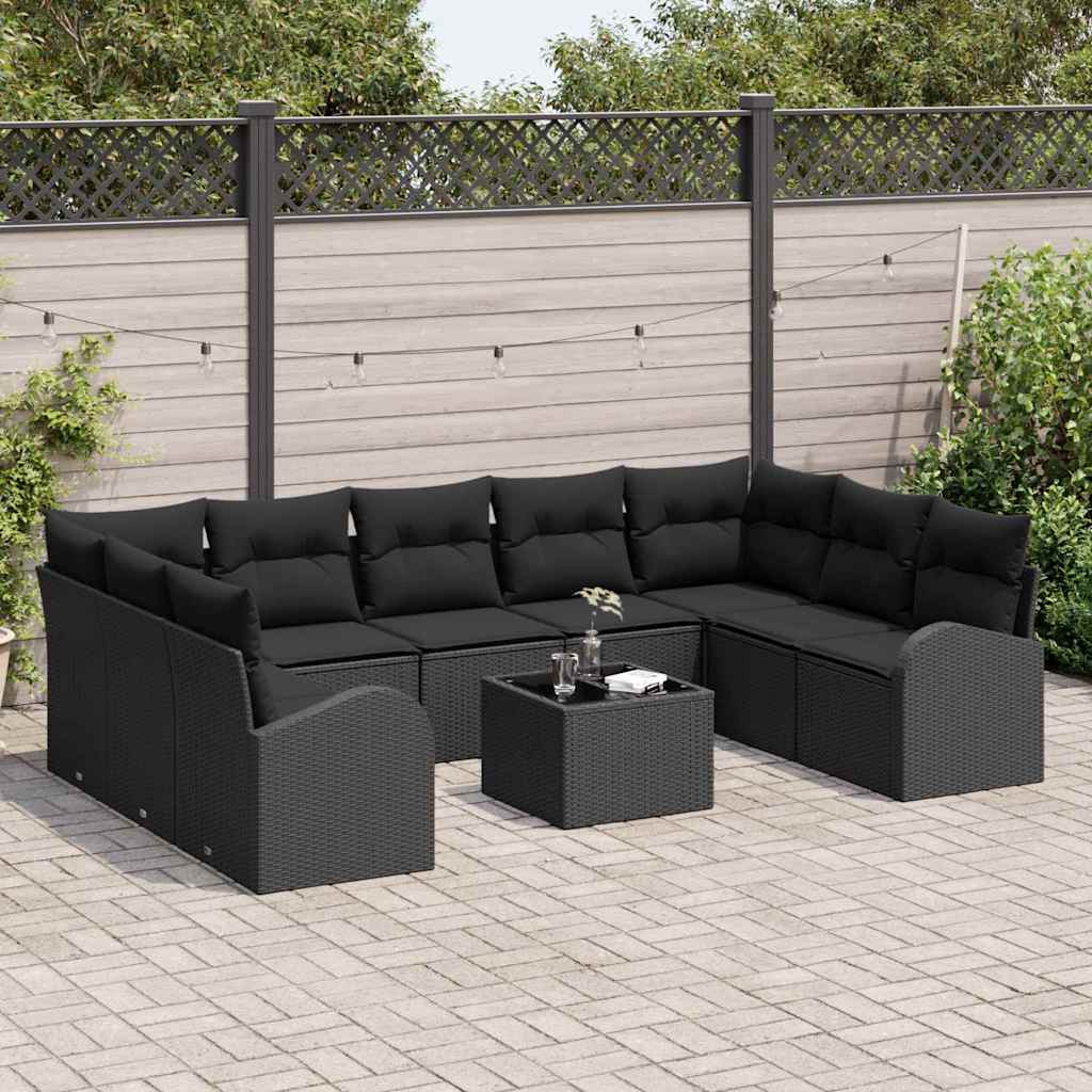 Set sofe s jastukom 10 pcs Crna Poli Ratan