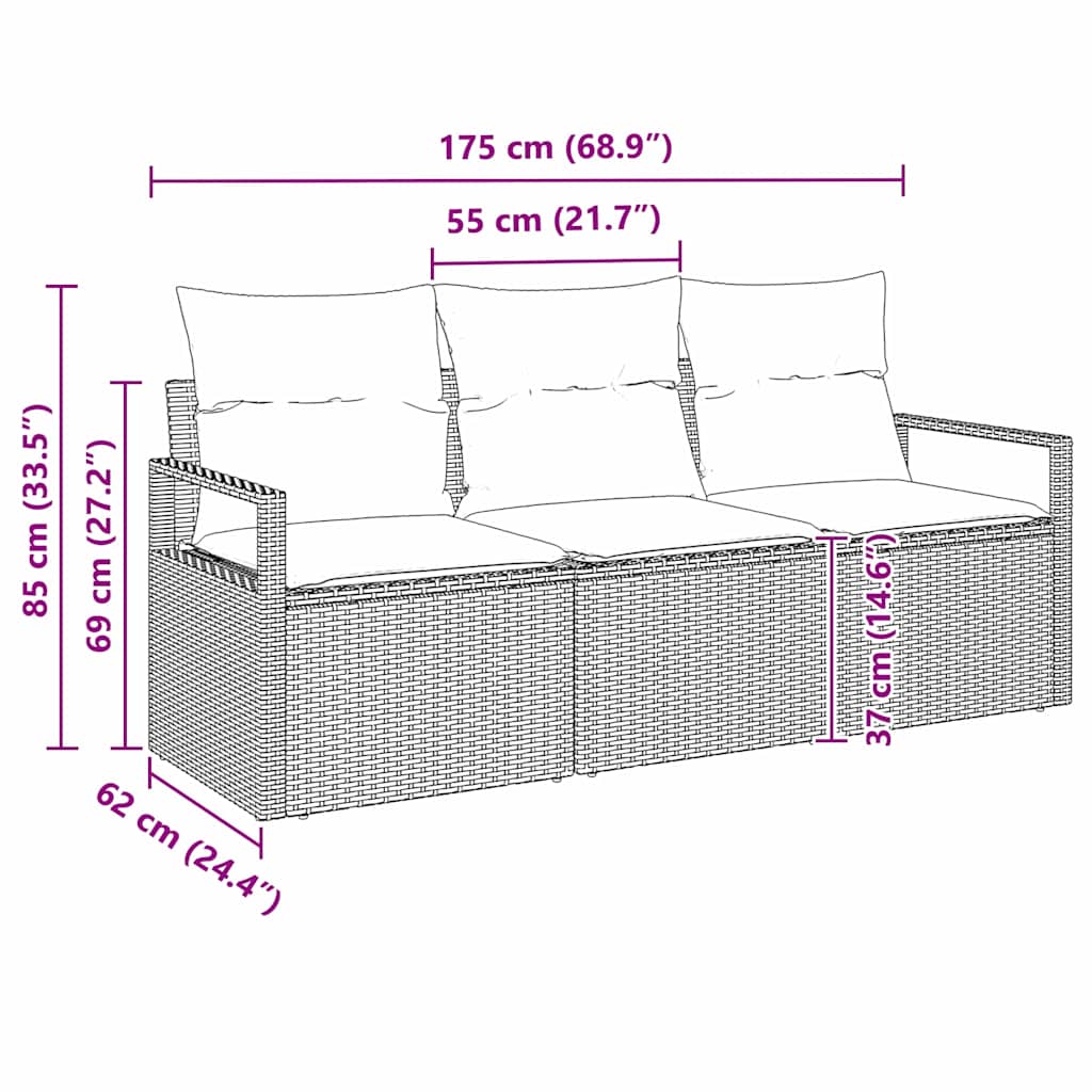 Set sofe 3 pcs Svjetlosiva poliratan