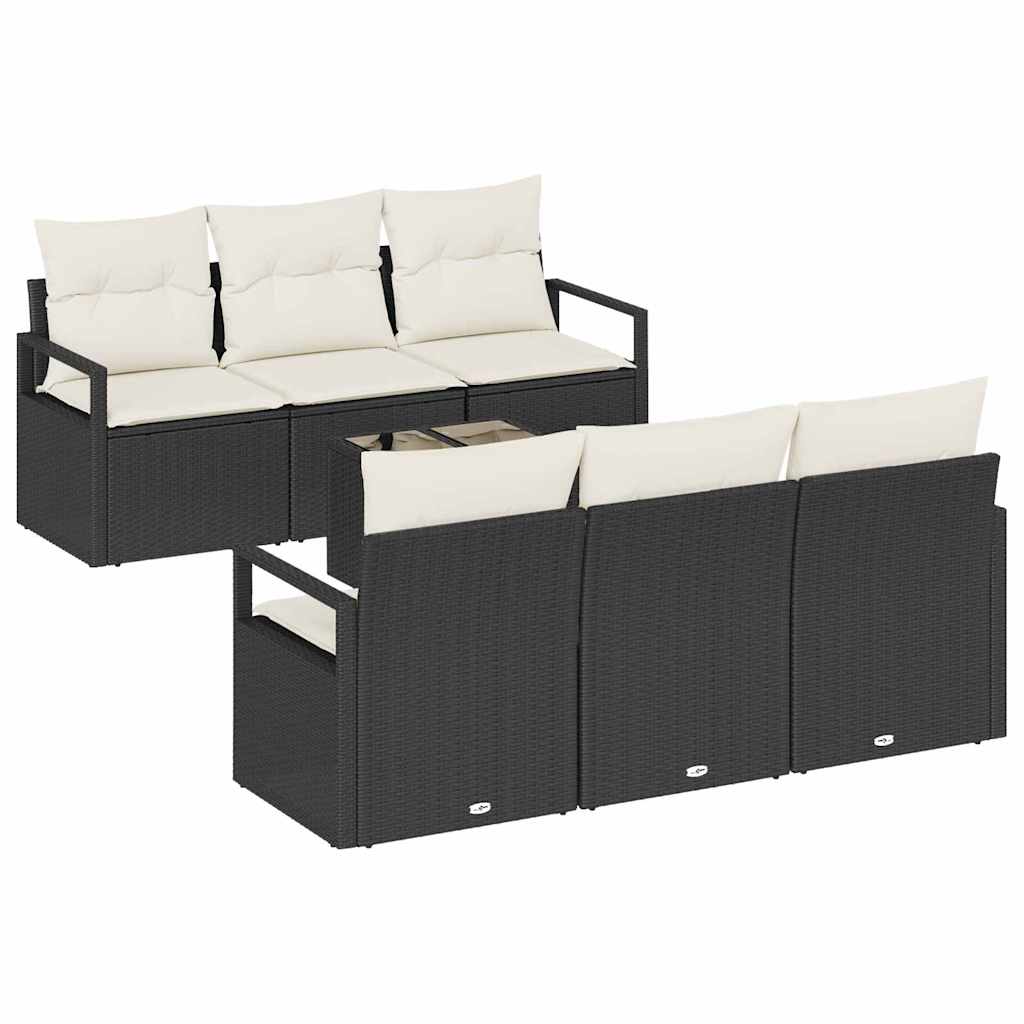 Set sofe s jastukom 7 pcs Crna i Krema poliratan