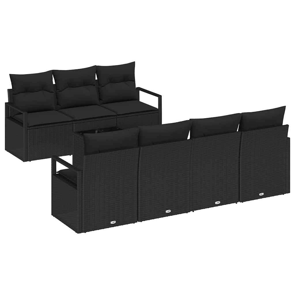Set sofe 8 kom. 7-Broj sjedala Crna poliratan