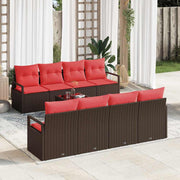 Set sofe 7 kom. 6-Broj sjedala Smeđa i crvena poliratan 230 x 62 x 85 cm