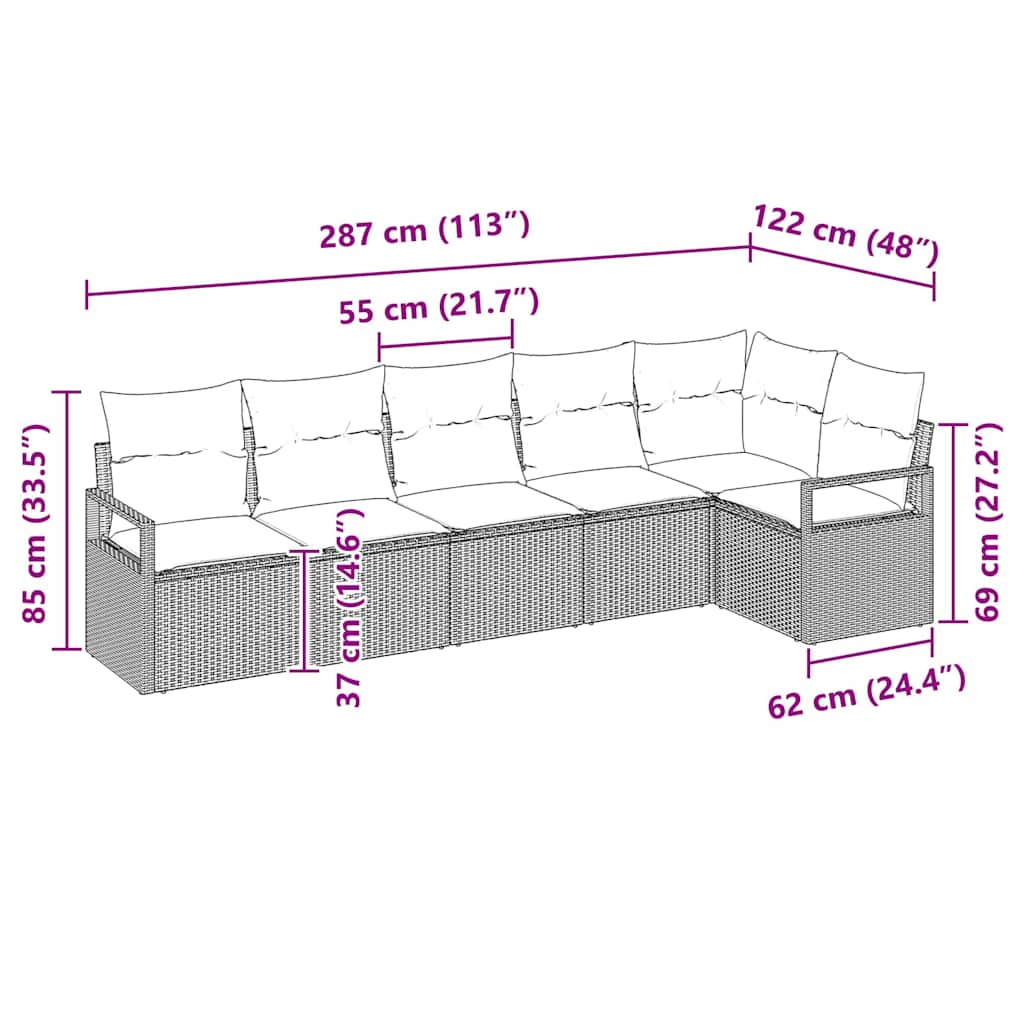 Set sofe 6 pcs Smeđa poliratan