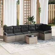 Set sofe 7 kom. Siva poliratan 287 x 122 x 85 cm
