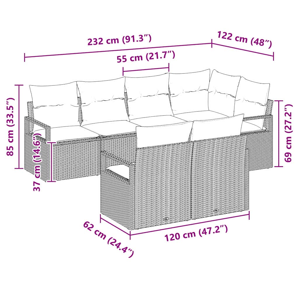 Set sofe 7 pcs Crna poliratan