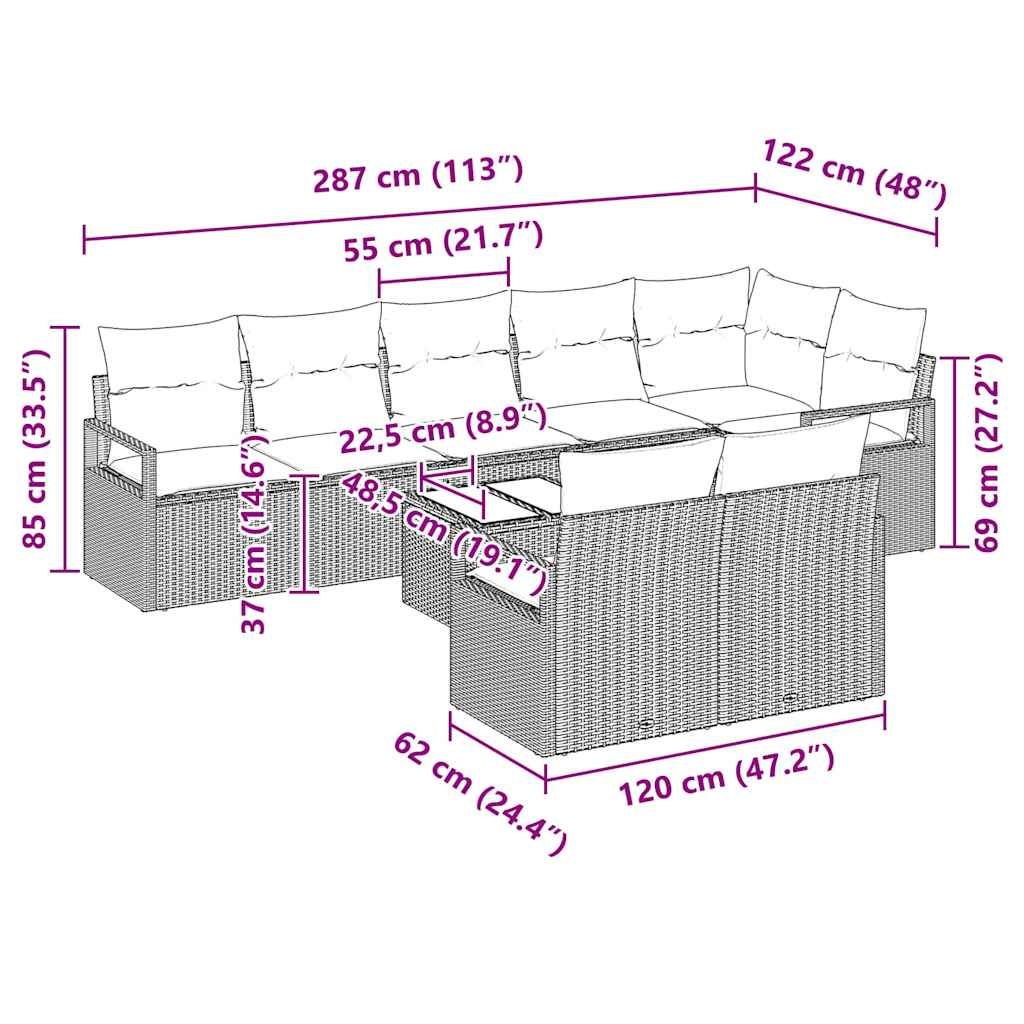 Set sofe s jastukom 9 pcs Crna poliratan