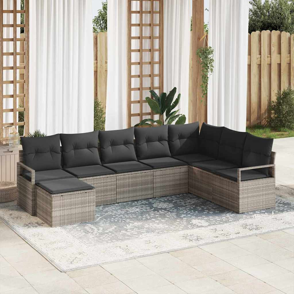 Set sofe 8 kom. Svjetlosiva poliratan 287 x 177 x 85 cm