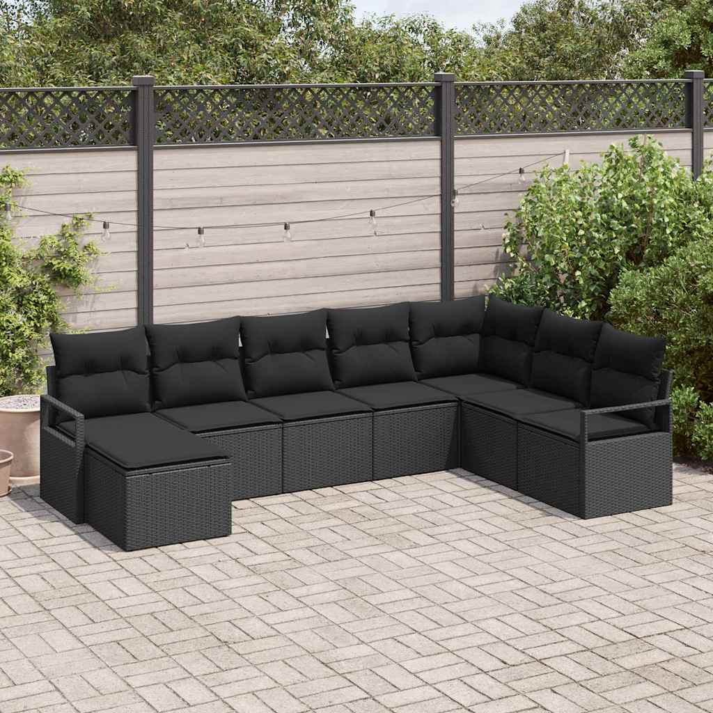 Set sofe s jastukom 8 pcs Crna poliratan