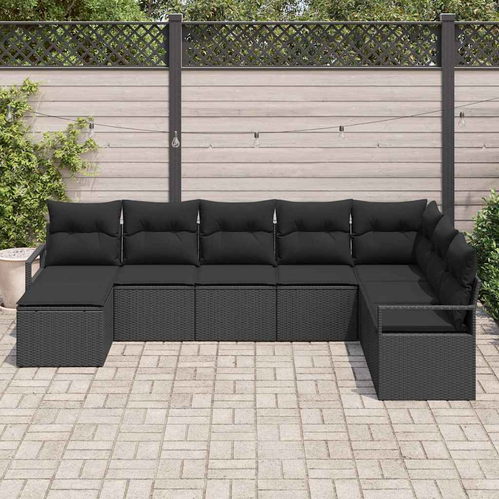 Set sofe s jastukom 8 pcs Crna poliratan