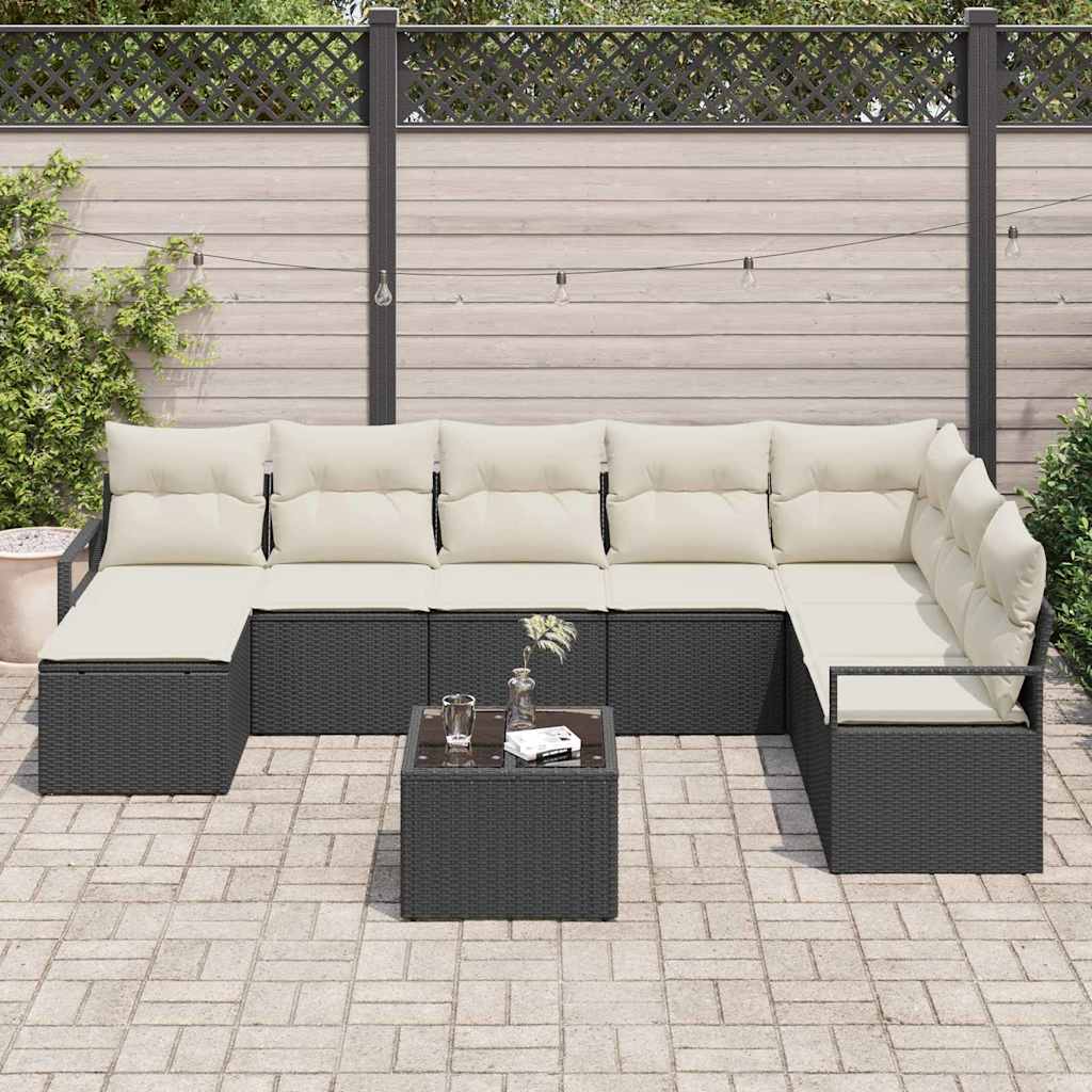 Set sofe s jastukom 9 pcs Crna poliratan