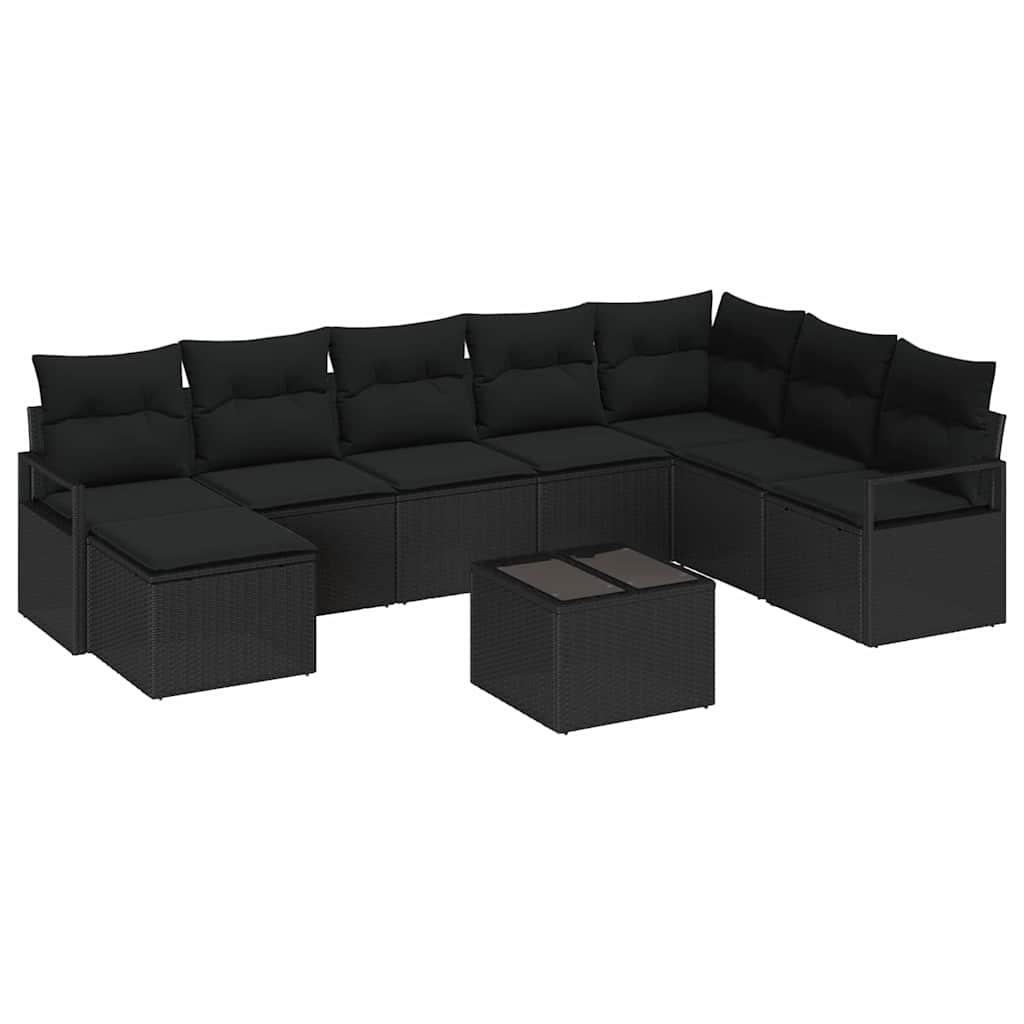 Set sofe s jastukom 9 pcs Crna poliratan