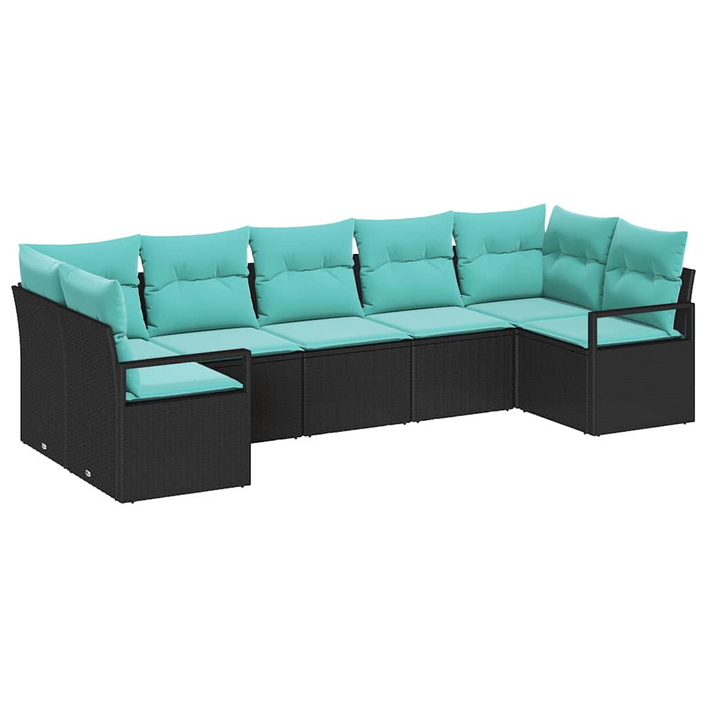 Set sofe 7 kom. Crna poliratan 289 x 122 x 85 cm