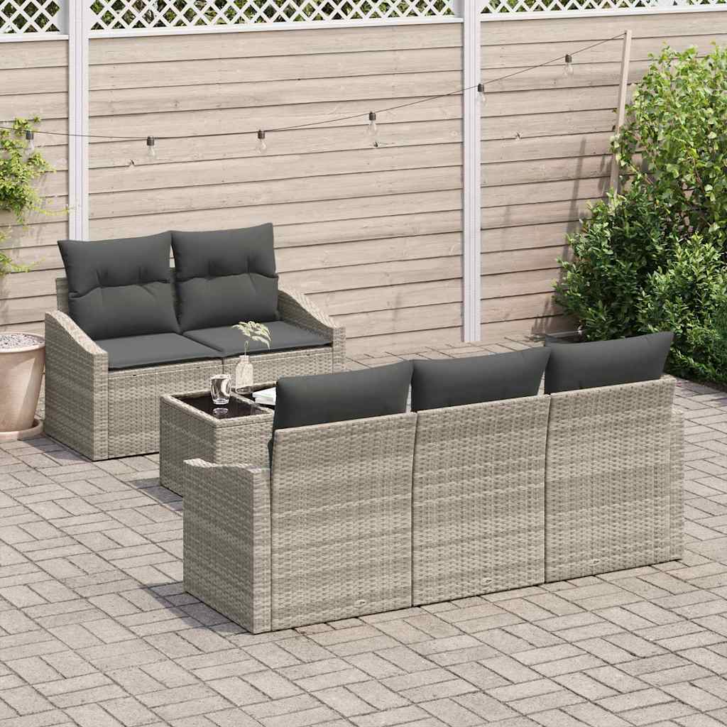 Set sofe s jastukom s jastukom 6 pcs Svijetlo siva poliratan