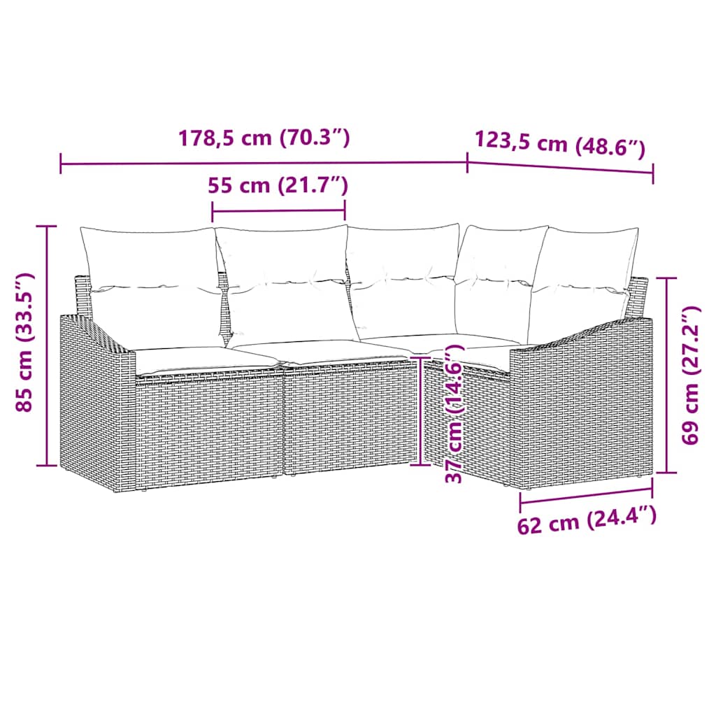 Set sofe s jastukom 4 pcs Bež poliratan