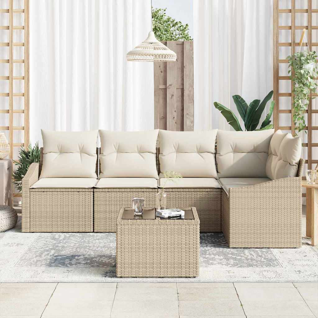 Set sofe 6 kom. Bež poliratan 233,5 x 123,5 x 85 cm