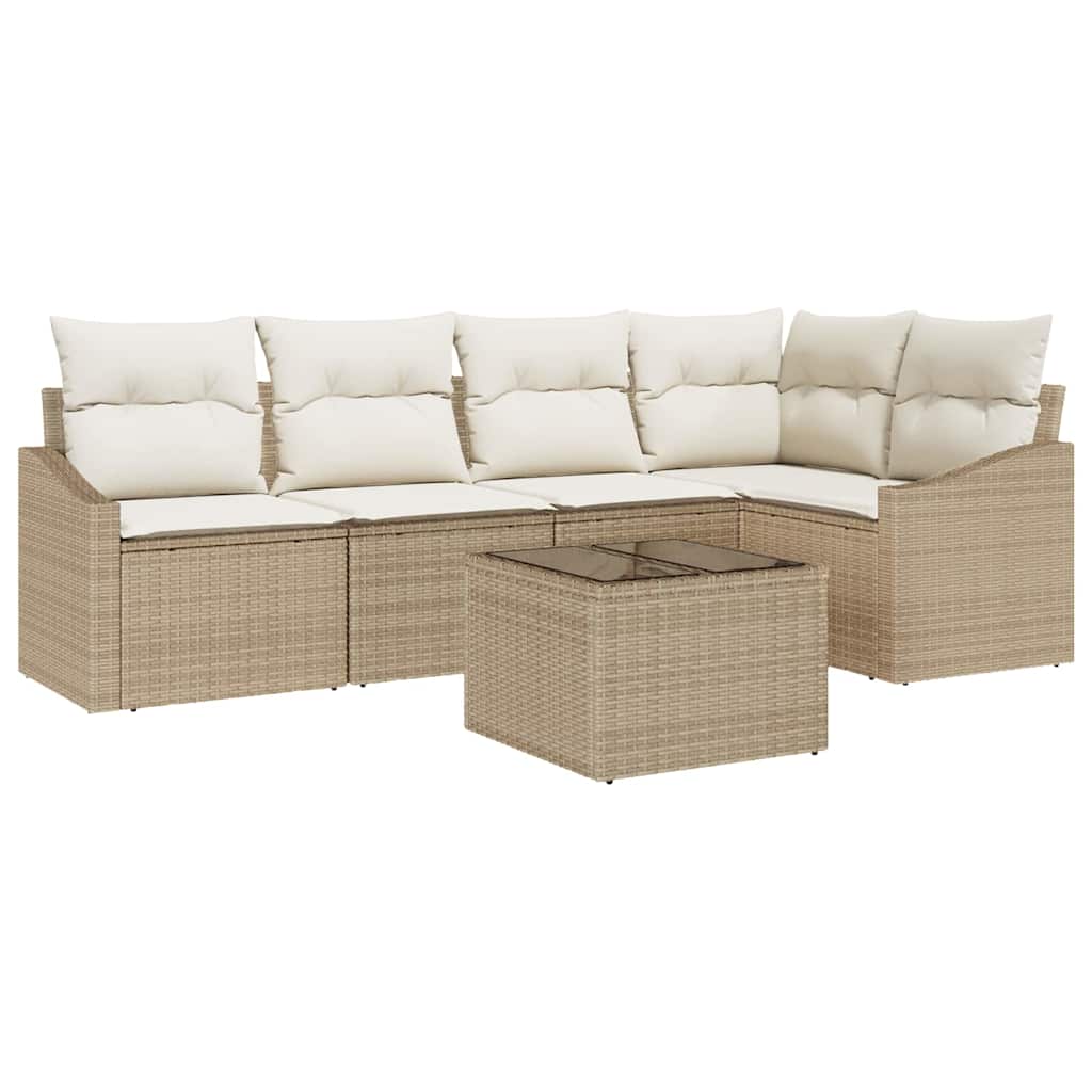 Set sofe 6 kom. Bež poliratan 233,5 x 123,5 x 85 cm