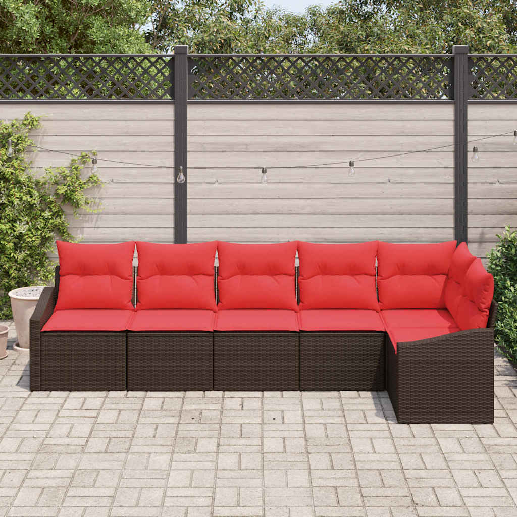 Set sofe 6 kom. Smeđa poliratan 288,5 x 123,5 x 85 cm
