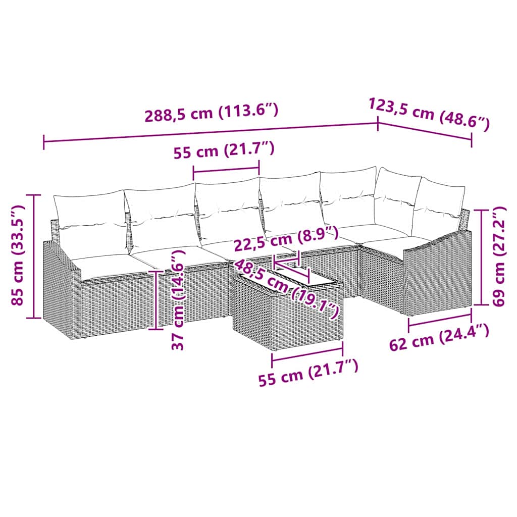 Set sofe s jastukom 7 pcs Siva poliratan