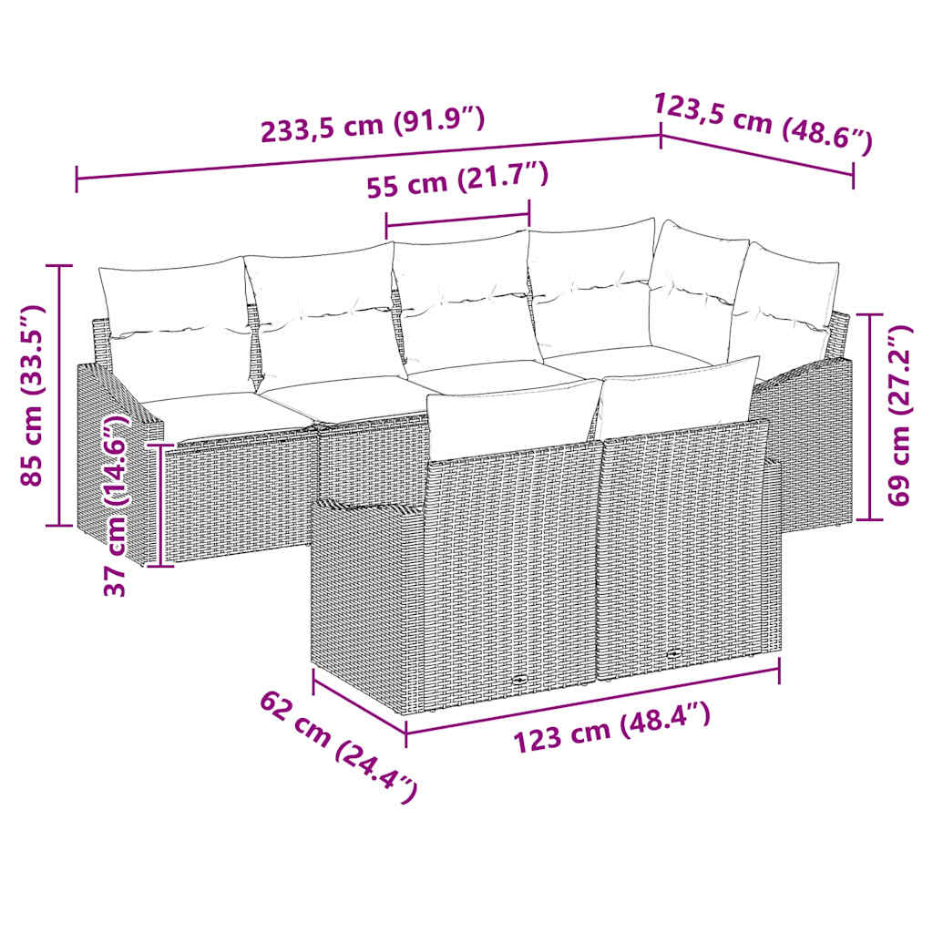Set sofe s jastukom 7 pcs Bež poliratan