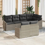 Set sofe 7 kom. Svjetlosiva poliratan 233,5 x 123,5 x 85 cm
