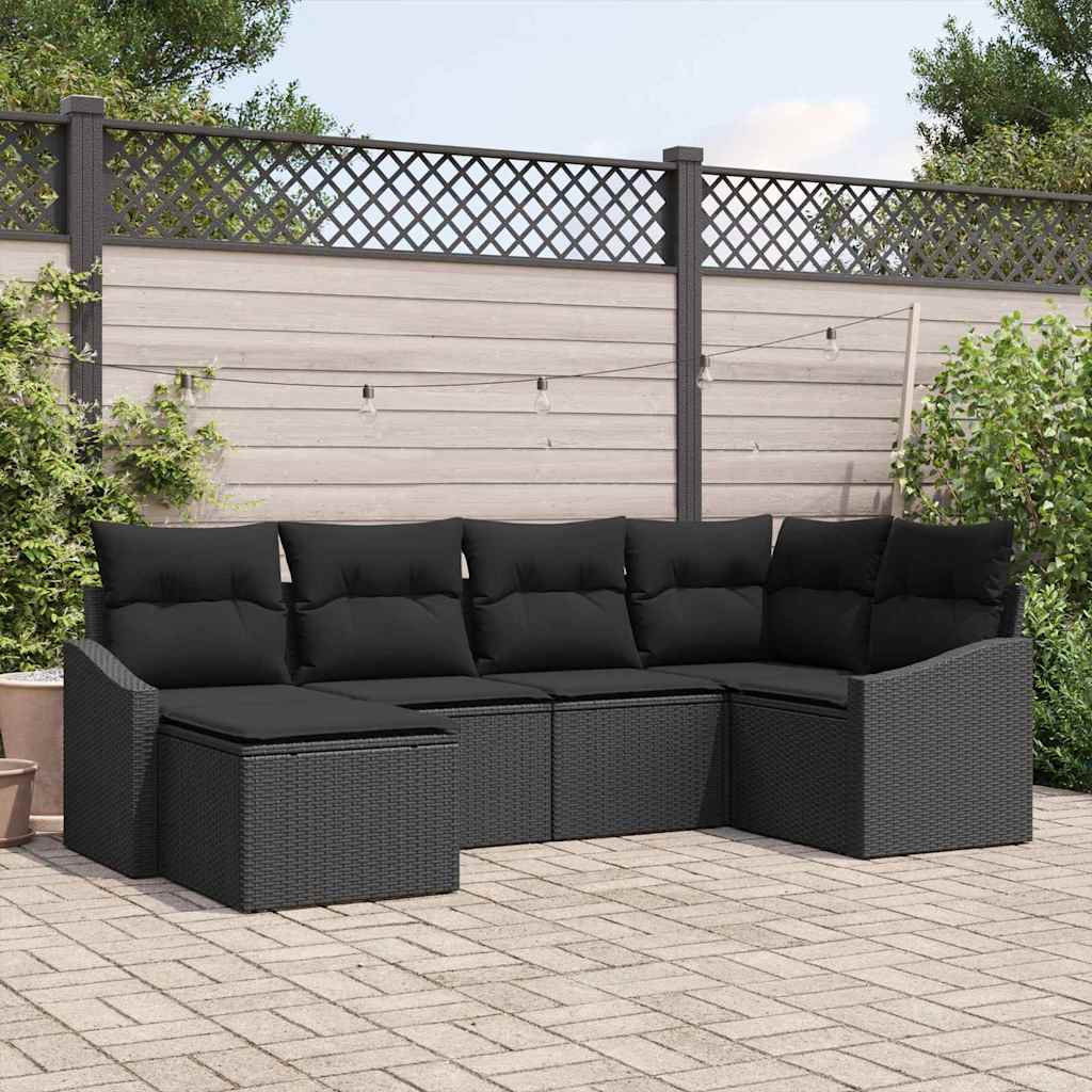 Set sofe 6 kom. Crna poliratan 288,5 x 123,5 x 85 cm