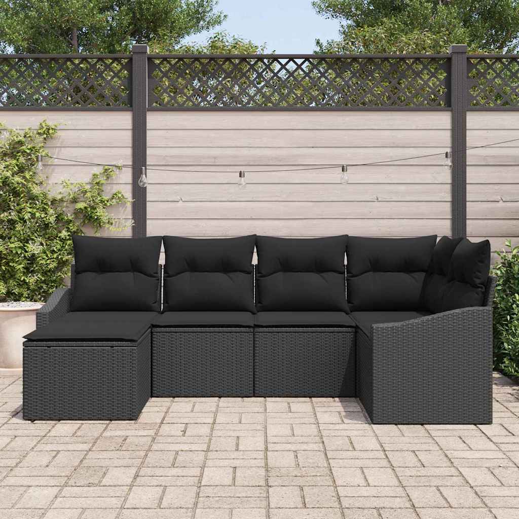 Set sofe 6 kom. Crna poliratan 288,5 x 123,5 x 85 cm