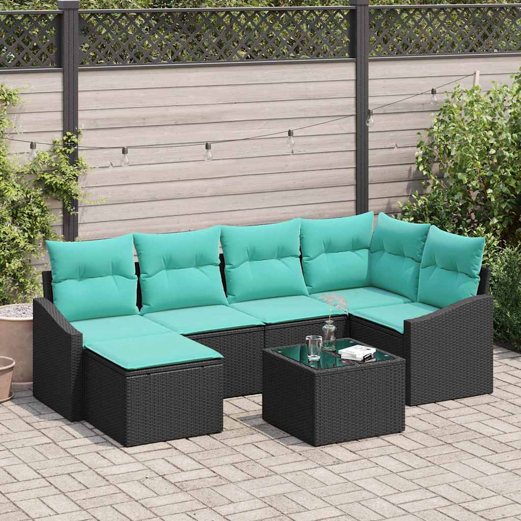 Set sofe 7 kom. Crna poliratan 288,5 x 123,5 x 85 cm