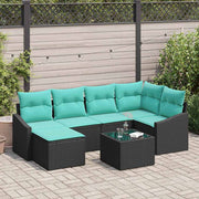Set sofe 7 kom. Crna poliratan 288,5 x 123,5 x 85 cm