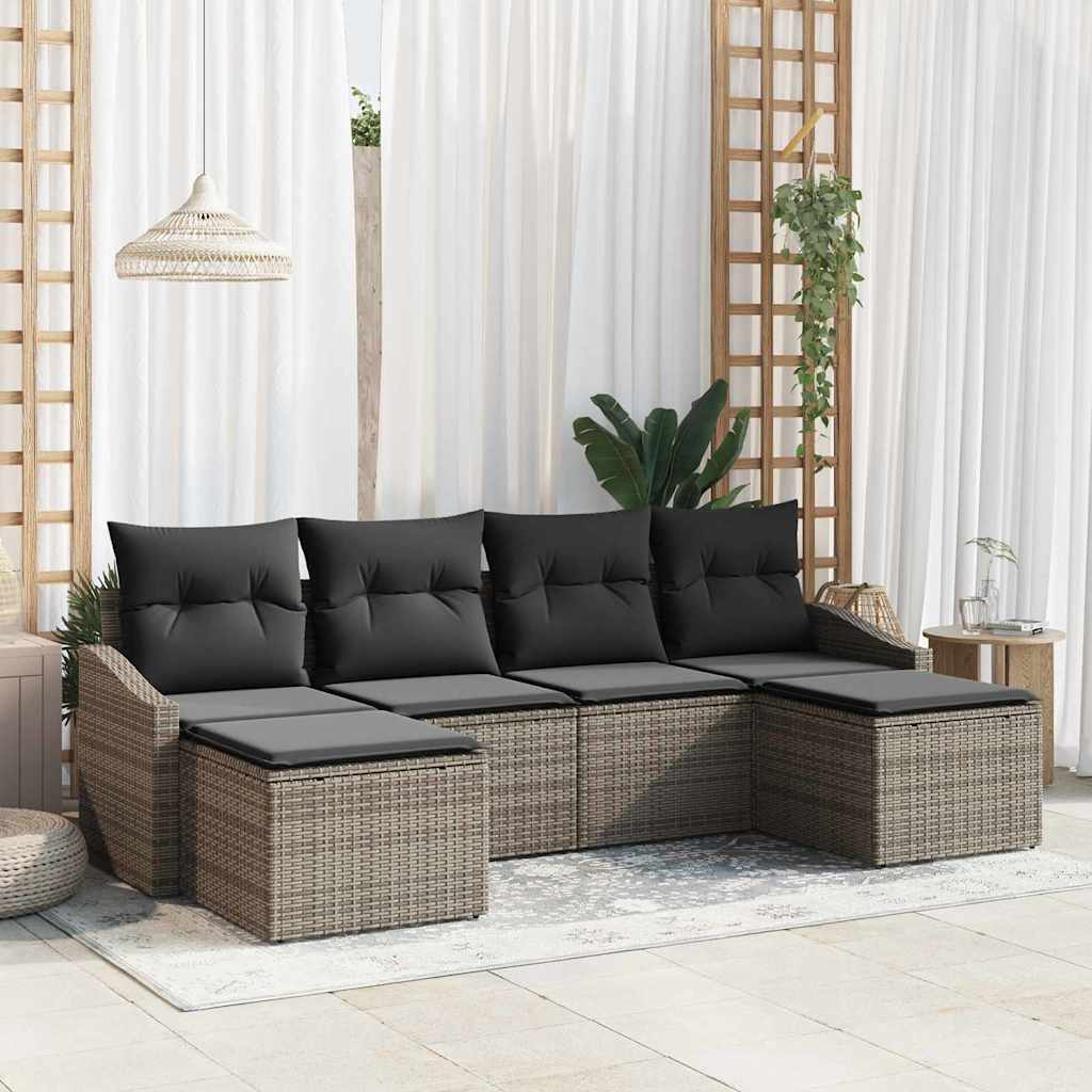 Set sofe 6 kom. Siva poliratan 233 x 117 x 85 cm
