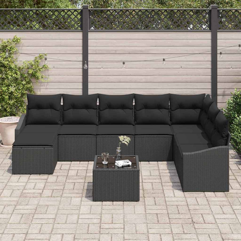 Set sofe s jastukom 9 pcs Crna poliratan