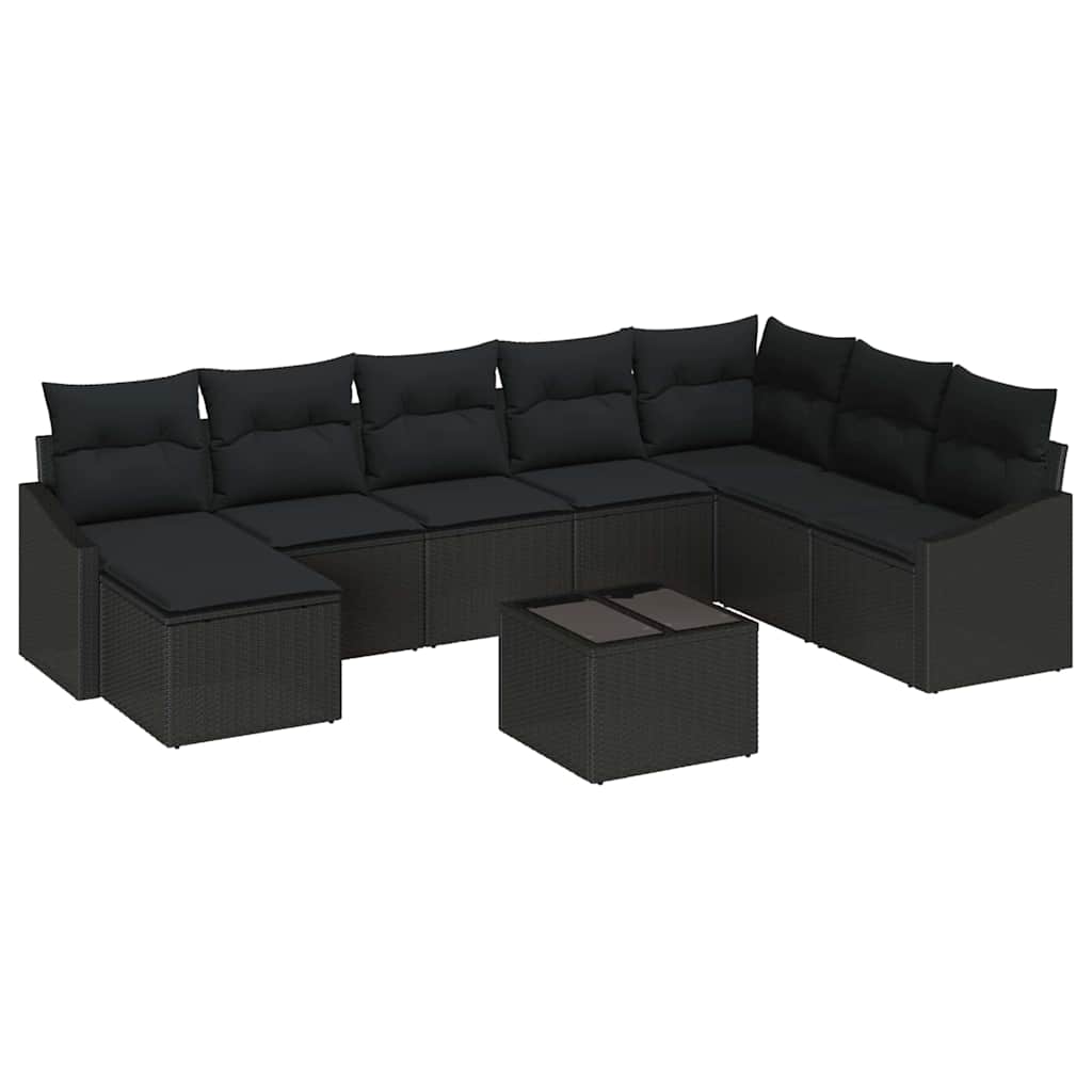 Set sofe s jastukom 9 pcs Crna poliratan